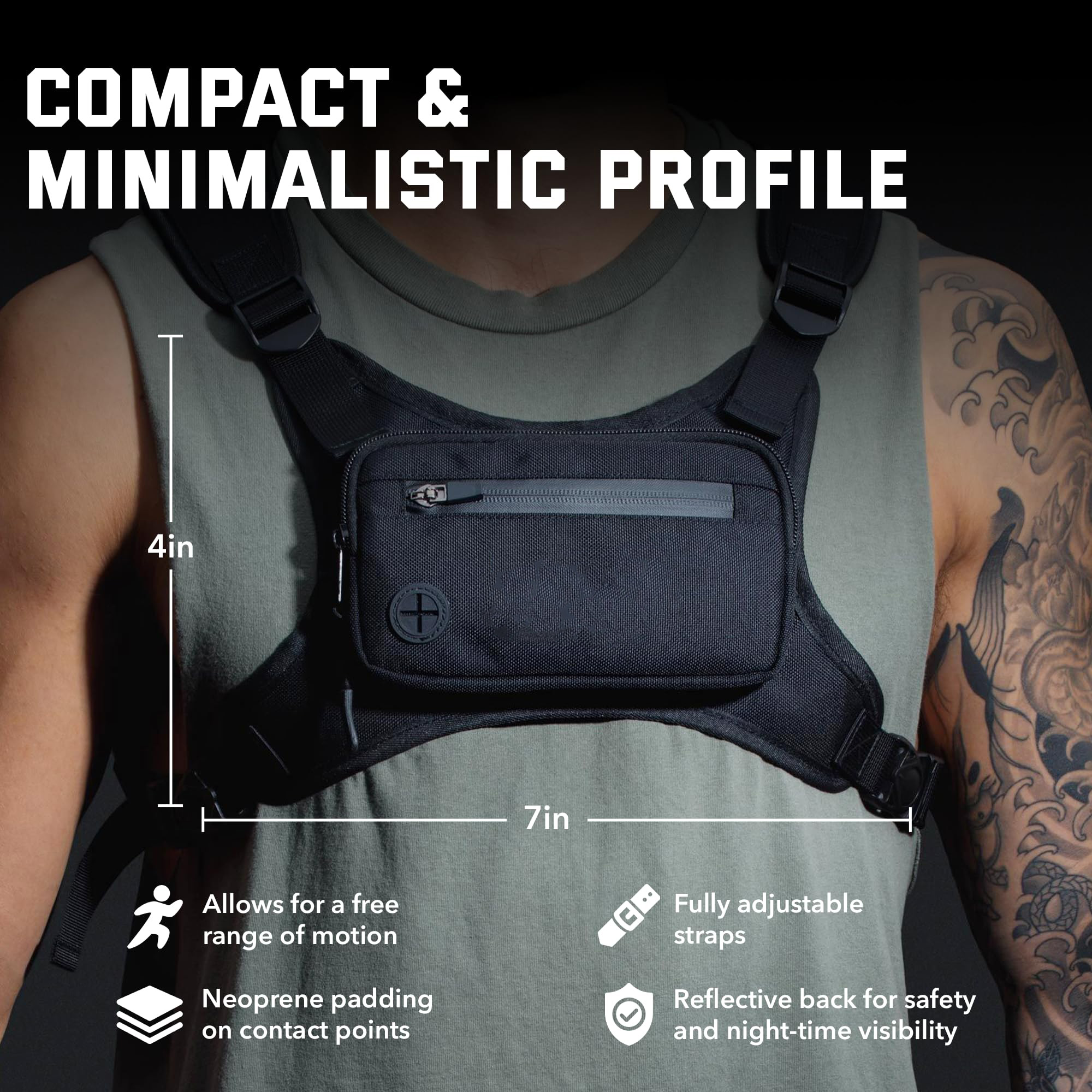 Water Resistant Chest Pack Running Vest for Workouts Running Phone Holder Extra Storage Lightweight Running Pack