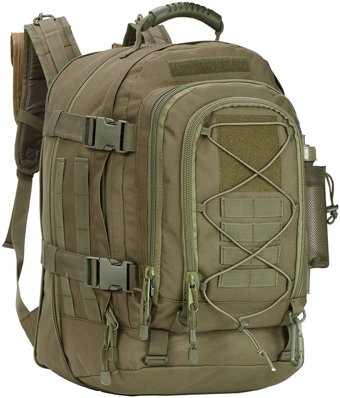 Expandable Military Tactical Backpack, Adjustable Capacity MOLLE Rucksack, Water Resistant Outdoor Daypack for Hiking, Camping, Hunting & Tactical Training