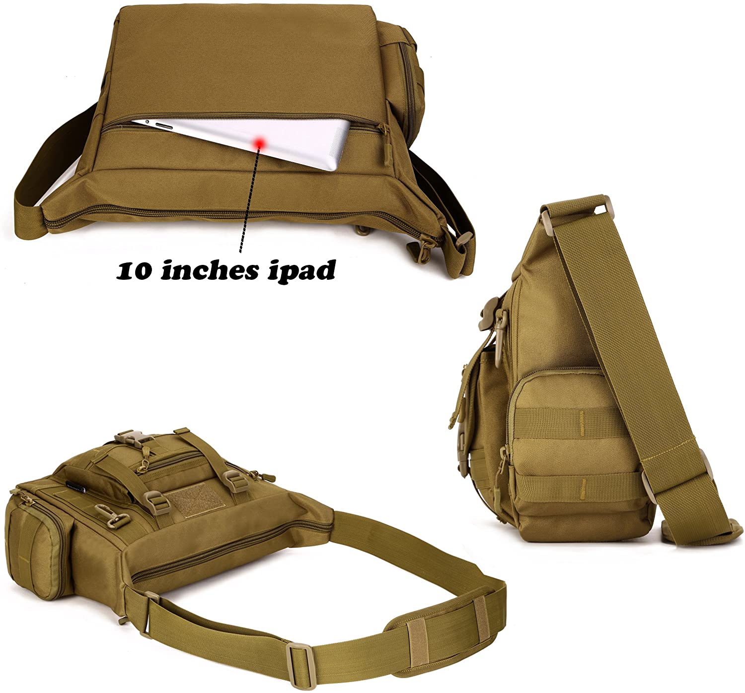 Tactical Messenger Bag, Military Crossbody Shoulder Pack, MOLLE EDC Satchel Bag for Travel, Work, Shooting Range & Outdoor Daily Carry