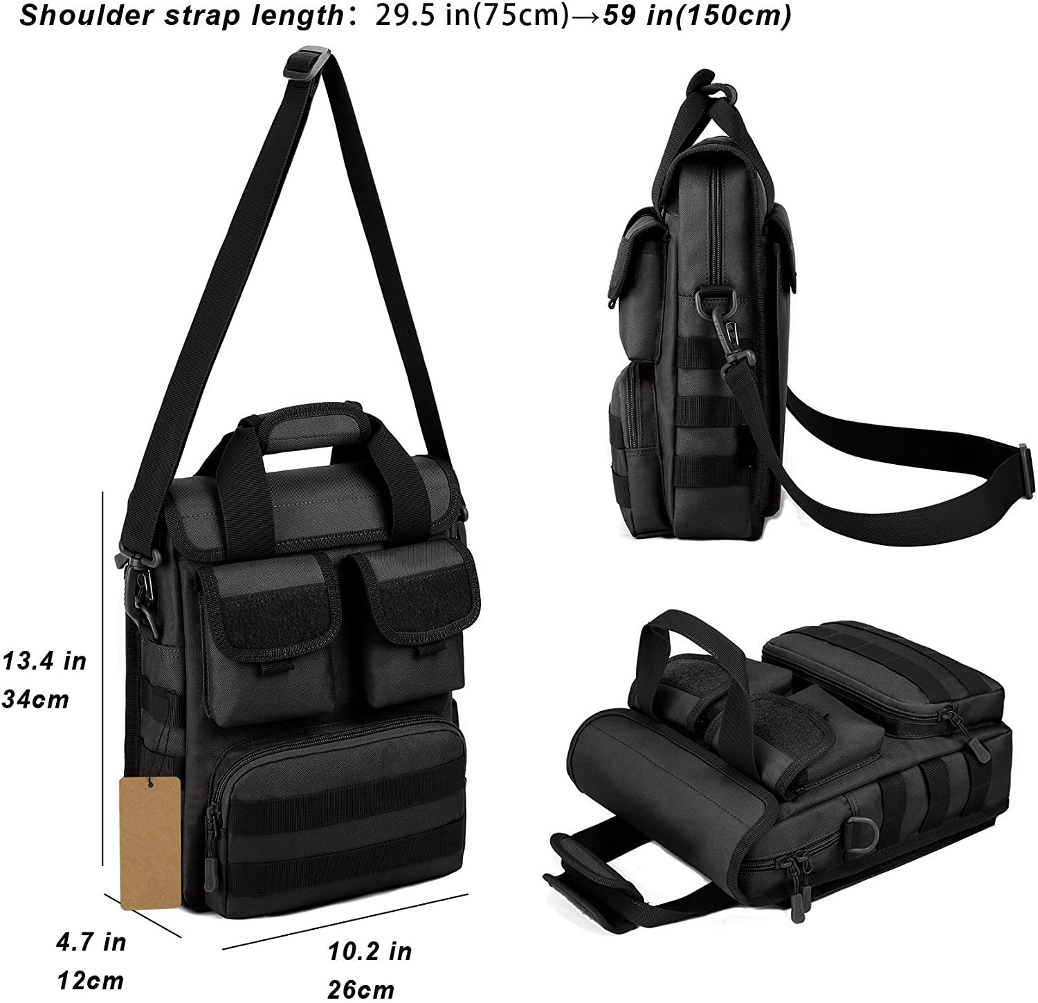 Tactical Crossbody Messenger Bag, Multi-Pocket Utility Handbag with Adjustable Strap, Water Resistant Oxford Shoulder Pack for Shooting Range Daily Work EDC Gear Storage