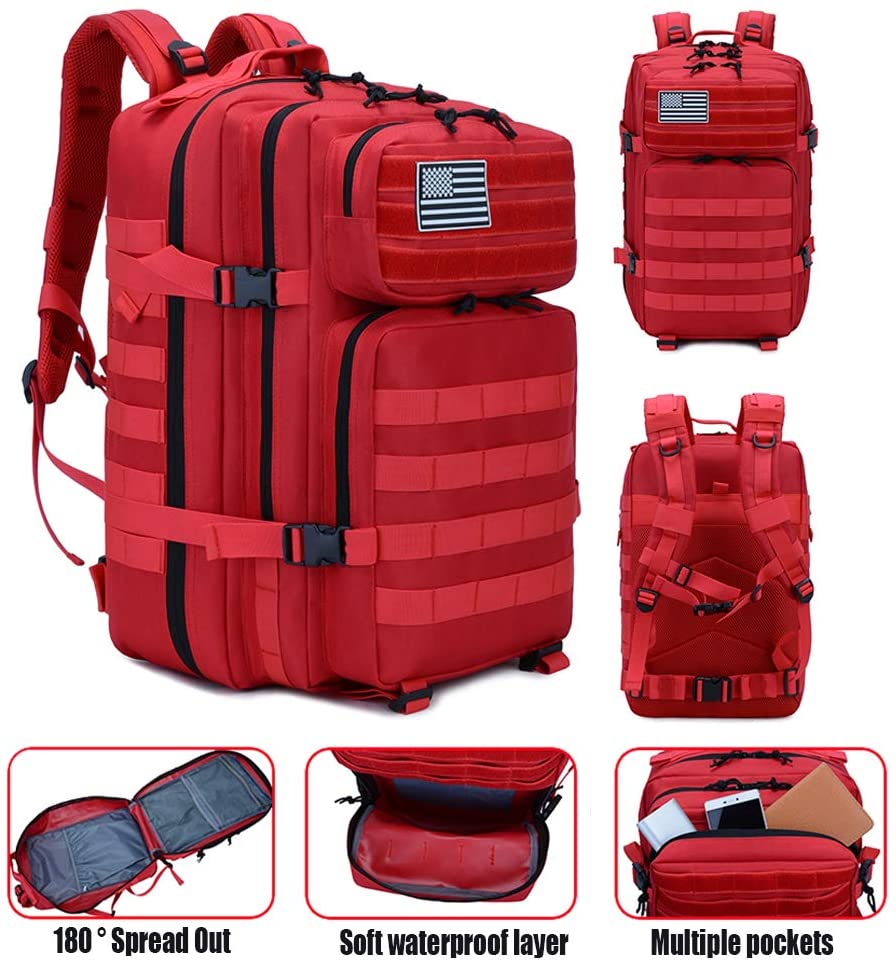 45L Large Tactical Backpack, 900D Waterproof Oxford Emergency Medical Backpack MOLLE Outdoor Rucksack for Camping Hiking First Aid Travel