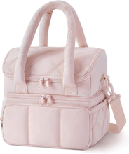 11.8L Two-Tier Insulated Lunch Bag, Quilted Water Resistant Cooler Tote with 12H Cold Retention & Detachable Shoulder Strap for Daily Work & Outdoor Picnic
