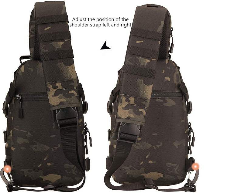 Mini Tactical Sling Chest Pack, Lightweight Single Shoulder Crossbody Bag with MOLLE Webbing