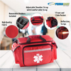 Reflective Star of Life EMT First Aid Bag, Empty Multi-Compartment Medical Responder Bag with Removable Dividers for Rescue & Clinic Use