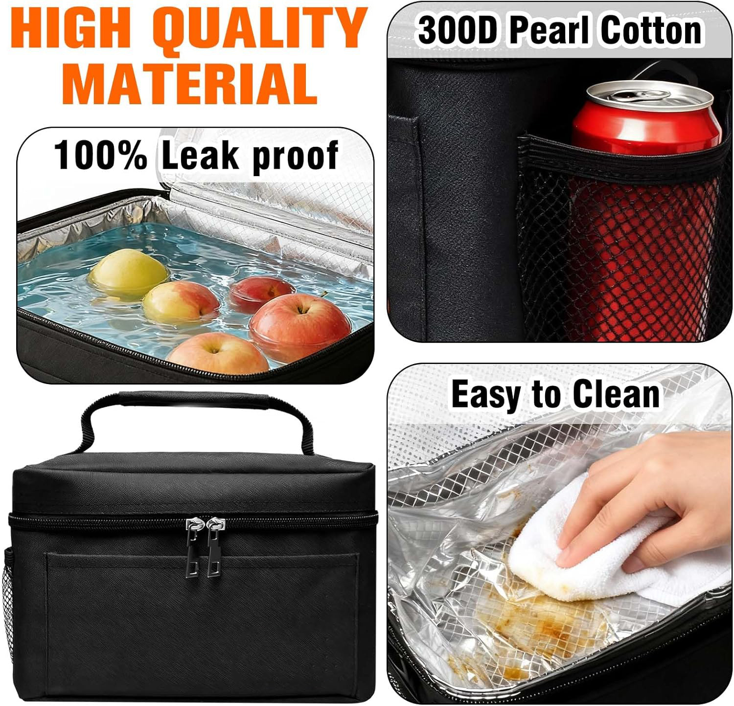 Lunch Bag Insulated Reusable Lunch Box Leakproof Cooler Tote Bag Freezable with Adjustable Shoulder Strap