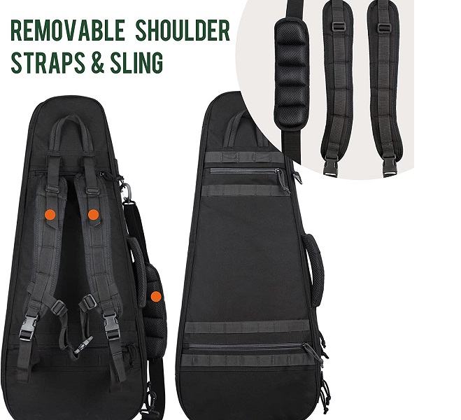 37 Inch Discreet Tactical Rifle Case, Multi-Pocket Concealed Gun Bag with MOLLE Webbing, Padded Firearm Transport Backpack for Shooting Range, Hunting & Outdoor Transport