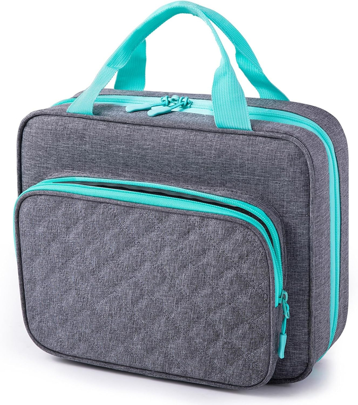 Spacious Clear Interior Medicine Carry Bag, Waterproof Quilted Pill Storage Organizer with Detachable Inner Bag for Travel & Household Medication