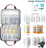 Spacious Clear Interior Medicine Carry Bag, Waterproof Quilted Pill Storage Organizer with Detachable Inner Bag for Travel & Household Medication