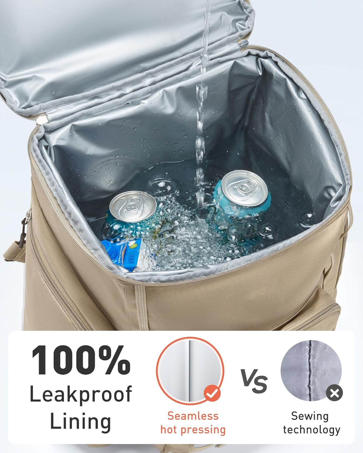 Rolling Cooler Backpack Leakproof Waterproof Insulated Beach Cooler with Wheels and Handle Outdoor