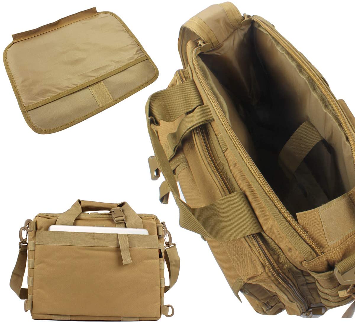 Tactical Laptop Messenger Bag, 15.6 Inch Military Briefcase, MOLLE Shoulder Computer Bag for Office, Shooting Range, Outdoor & Daily Carry