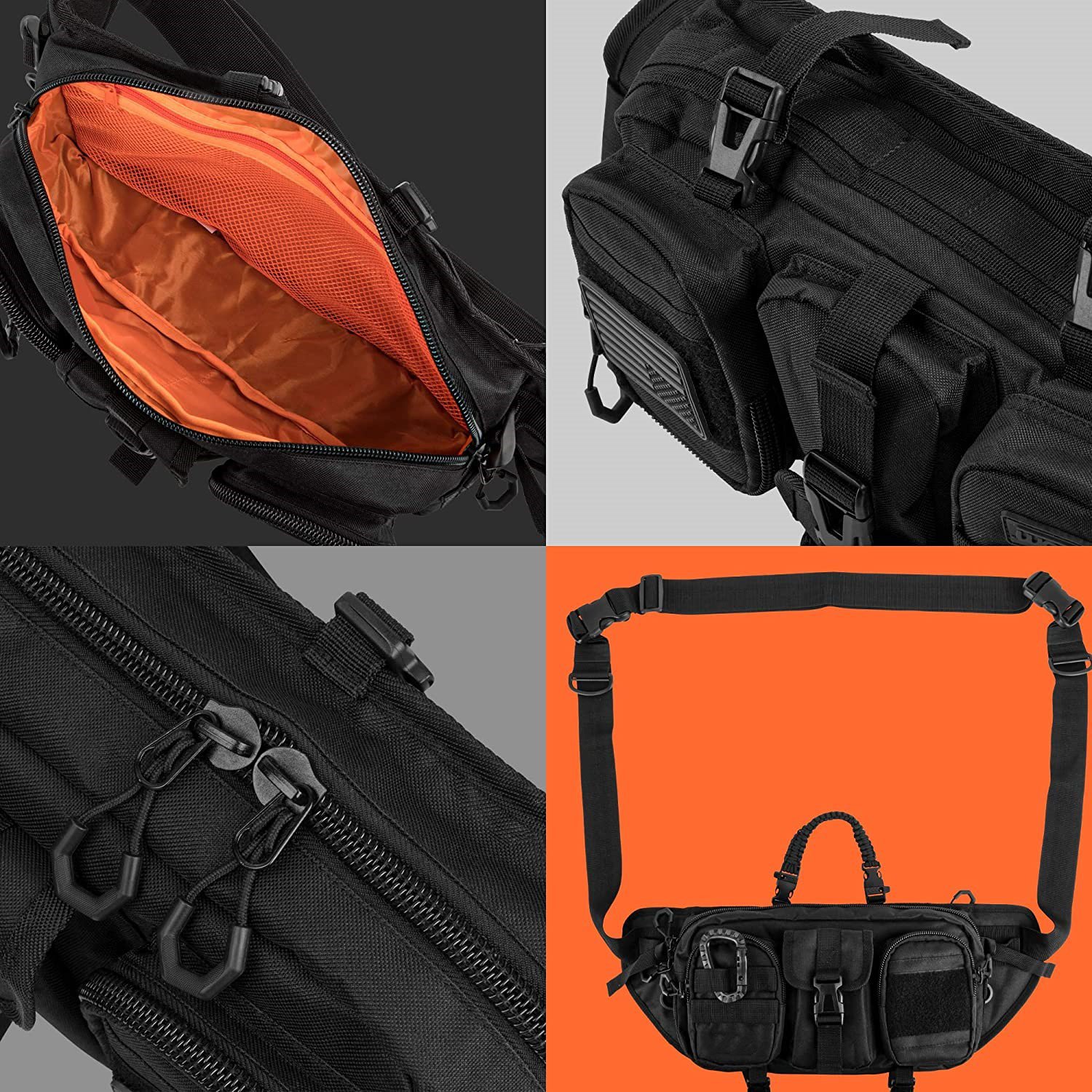 Tactical Waist Pack Sling Bag, Modular EDC Fanny Pack with Detachable Extension Strap, Multi-Purpose Chest Bag for Outdoor, Hunting & Daily Concealed Carry
