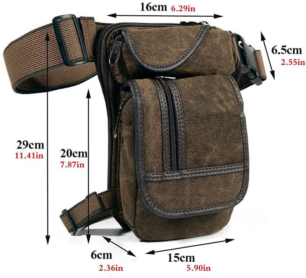 Vintage Waxed Canvas Leg Bag, Military Thigh Pack, Crossbody Waist Pouch with Adjustable Strap