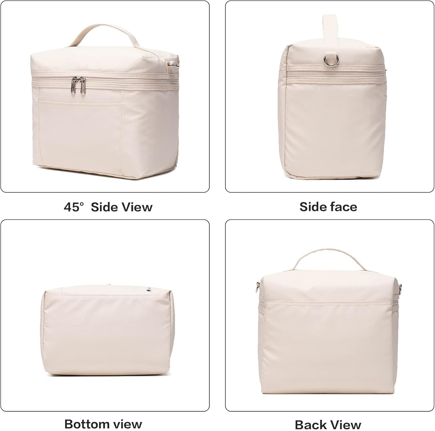 8L Medium Waterproof Insulated Lunch Bag, Double Zipper Leakproof Thermal Cooler Tote with Detachable Shoulder Strap for Daily Work & School