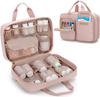 Spacious Waterproof Quilted Medicine Carry Bag, Multi External Pocket Pill Storage Organizer with Lockable Dual Zippers & Medical ID Window