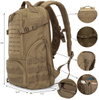 Laser Cut Molle Tactical Backpack Coyote Brown, Waterproof 600D Oxford Military Rucksack with Admin Organizer & Padded Laptop Compartment for Outdoor Work Travel