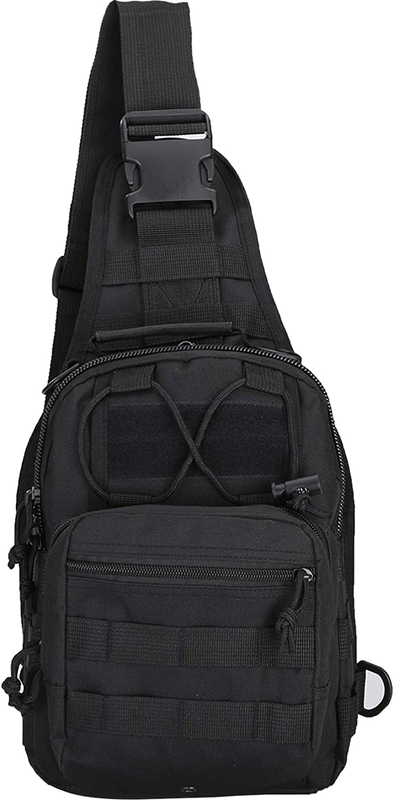 Detachable Strap Tactical Sling Bag, Compact Molle Crossbody Chest Backpack with Velcro Patch Area for Outdoor Fishing Hunting Daily EDC