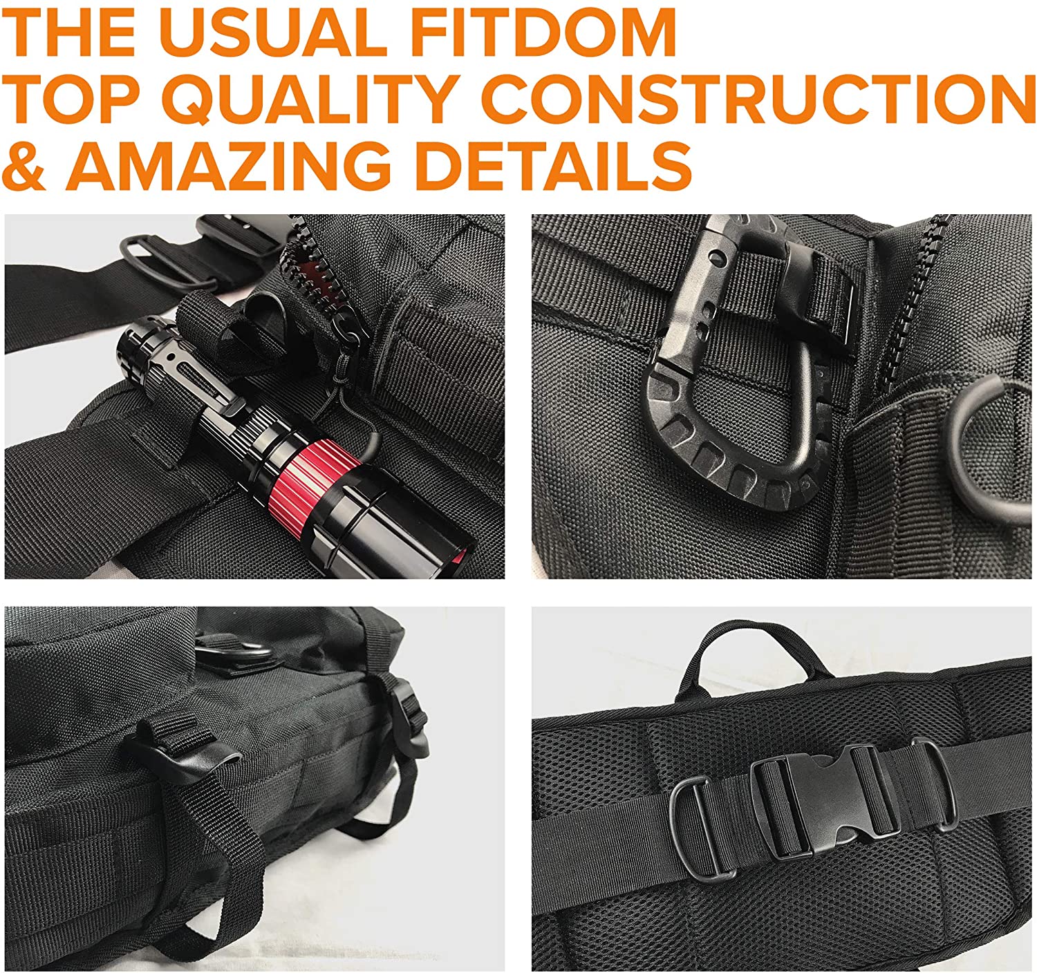 Tactical EDC Sling Crossbody Bag, Bright Orange Interior Molle Chest Pack Adjustable Strap for Fishing Hunting Camping