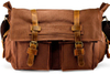 Vintage Waxed Canvas Messenger Bag with Genuine Leather Trim, 17 Inch Retro Crossbody Shoulder Bag, Multi-Purpose Camera & Laptop Satchel for Travel, Photography & Daily Use