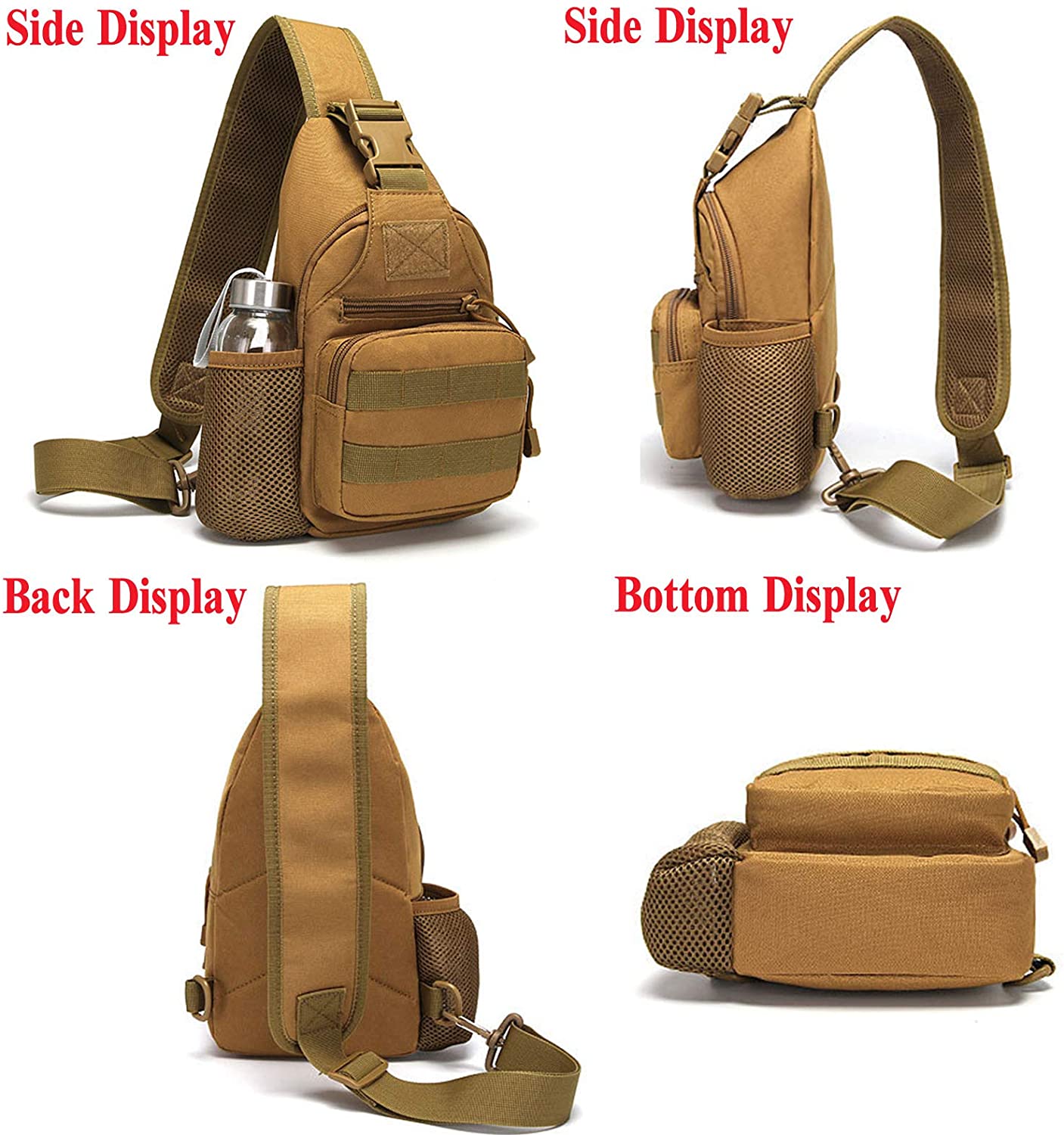 Tactical Sling Bag, Lightweight Crossbody Chest Pack, Outdoor Shoulder Sling Backpack Fit 7.9-inch Tablet for Hiking, Cycling, Daily EDC