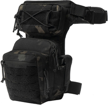 Tactical Drop Leg Bag, Multicam Black Thigh Pack Utility Hip Pouch, MOLLE EDC Leg Bag for Hunting, Shooting, Cycling & Outdoor Daily Carry