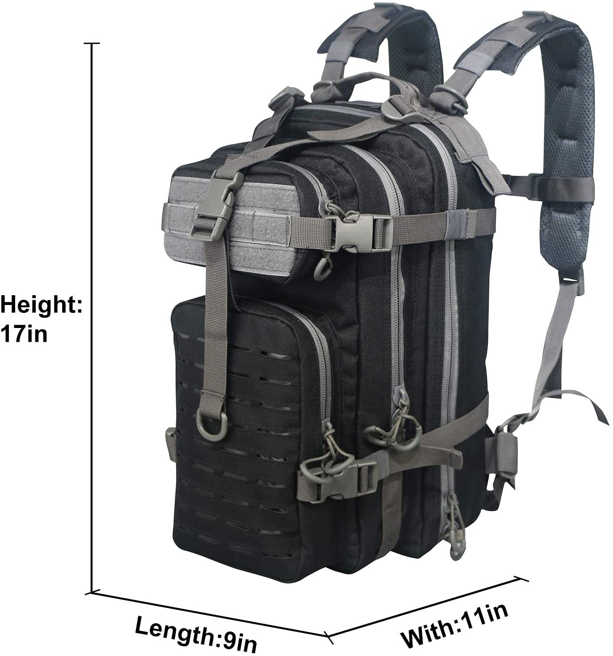 Compact Laser Cut MOLLE Tactical Backpack, Small Military Daypack, Lightweight EDC Assault Pack for Shooting, Hiking, Cycling & Daily Outdoor Carry