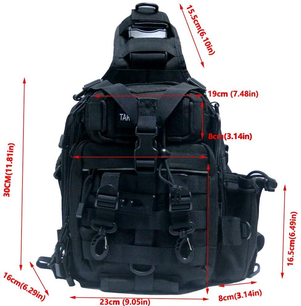 Tactical Sling Chest Bag, Laser Cut MOLLE Crossbody Shoulder Pack for Shooting Hiking EDC Fishing