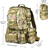 Modular Camouflage Tactical Backpack with Detachable Pouches, Water Resistant MOLLE Military Rucksack Kit with Water Bottle Holder for Hunting Camping Hiking Survival