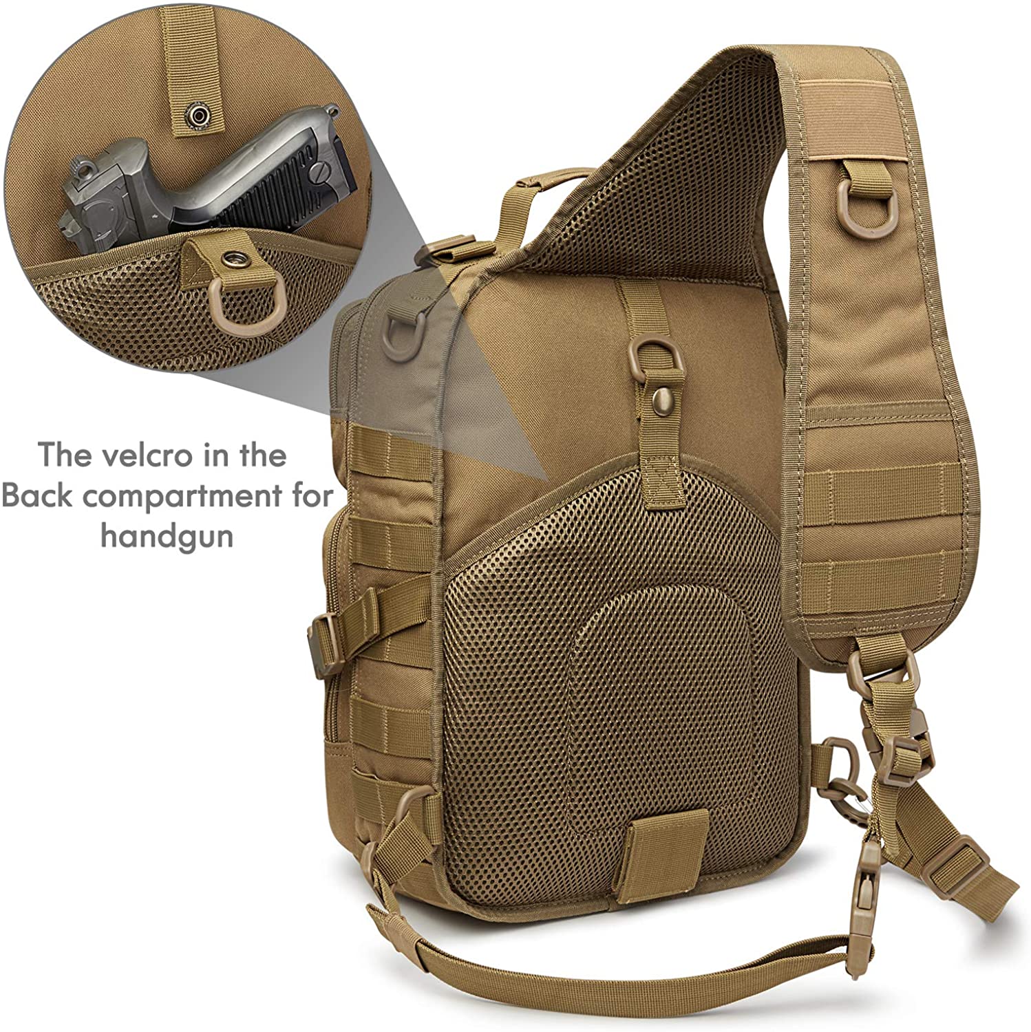 Tactical Sling Bag Crossbody Chest Pack, MOLLE Shoulder Sling Backpack Fits 9.7-inch iPad for EDC Shooting Hiking Fishing Cycling