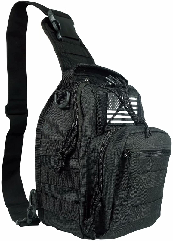 Mini Tactical Sling Bag, Compact MOLLE Crossbody Chest Pack Shoulder Bag for Motorcycle Riding EDC Hiking Cycling Daily Carry