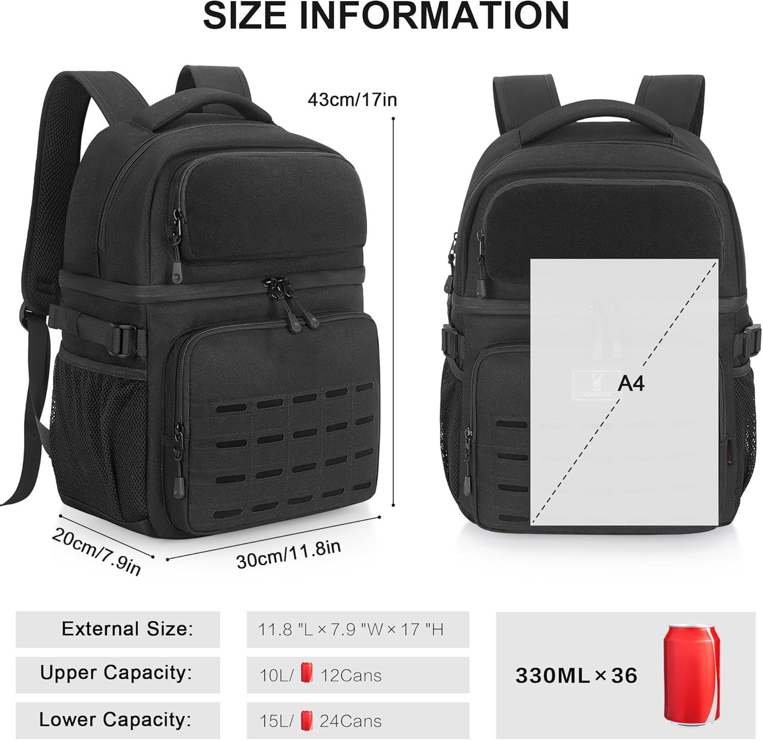 25L Dual Layer Cooler Backpack, Seamless Leakproof Insulated Thermal Backpack with 12 Hours Cold Retention for Outdoor Camping Fishing Beach Picnic