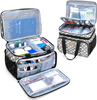 Large Double Layer Medicine Storage Bag, Portable Empty Family Pill Organizer with Multi Pockets for Home & Travel Medication Storage