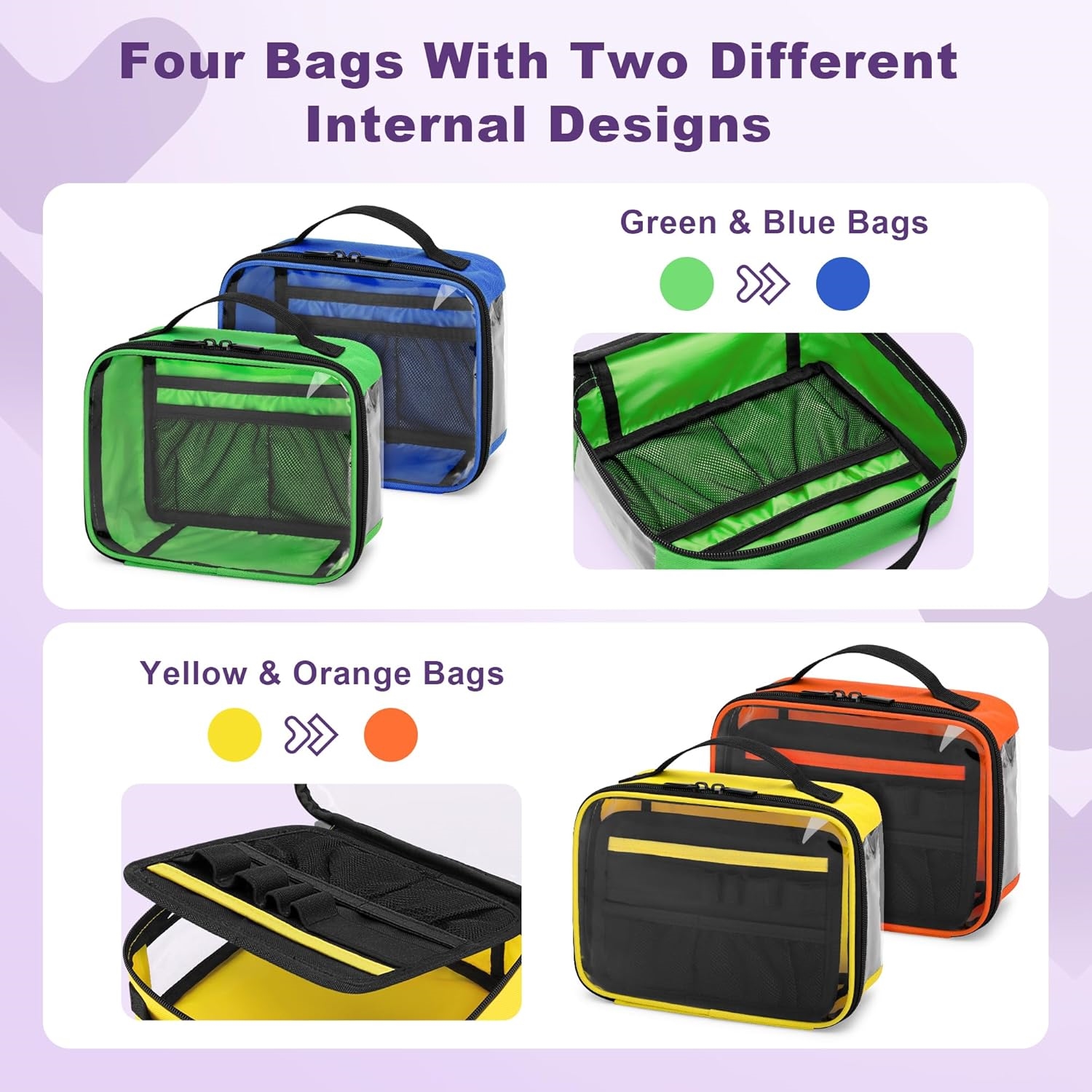 Clear View Travel Medication Bag, Lightweight Empty First Aid Organizer with Multi Mesh Pockets for Household & Trip Use