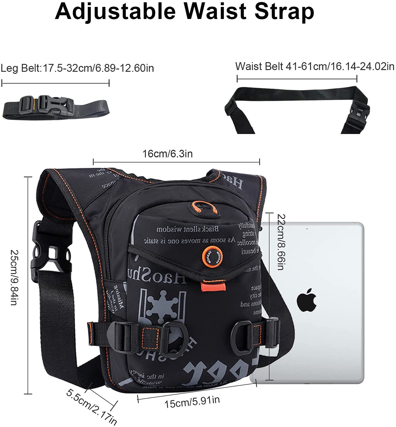 Multi-Purpose Tactical Thigh Bag, Adjustable Drop Leg Hip Pack, Lightweight Crossbody Waist Pack for Outdoor Hiking, Cycling, Motorcycle, Camping & Daily EDC