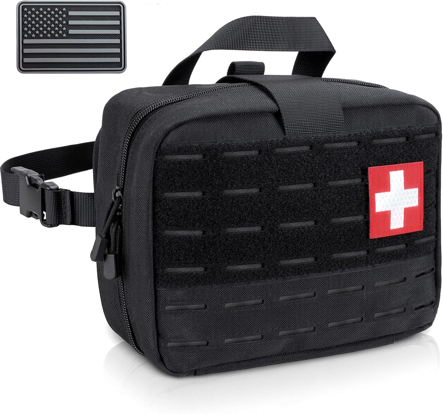 Rip-Away MOLLE Tactical Medical Pouch, Detachable Empty EMT Trauma Kit Bag with Bonus Reflective Cross Patch for Outdoor Emergency