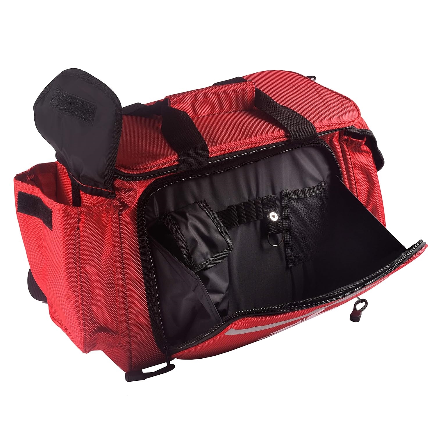 Reflective Star of Life EMT First Aid Bag, Empty Multi-Compartment Medical Responder Bag with Removable Dividers for Rescue & Clinic Use