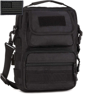 Tactical EDC Crossbody Bag, Multi-Pocket MOLLE Shoulder Sling Pack with Free US Flag Patch, Water Resistant Small Tactical Messenger Bag for Daily Carry, Hiking, Camping & Outdoor