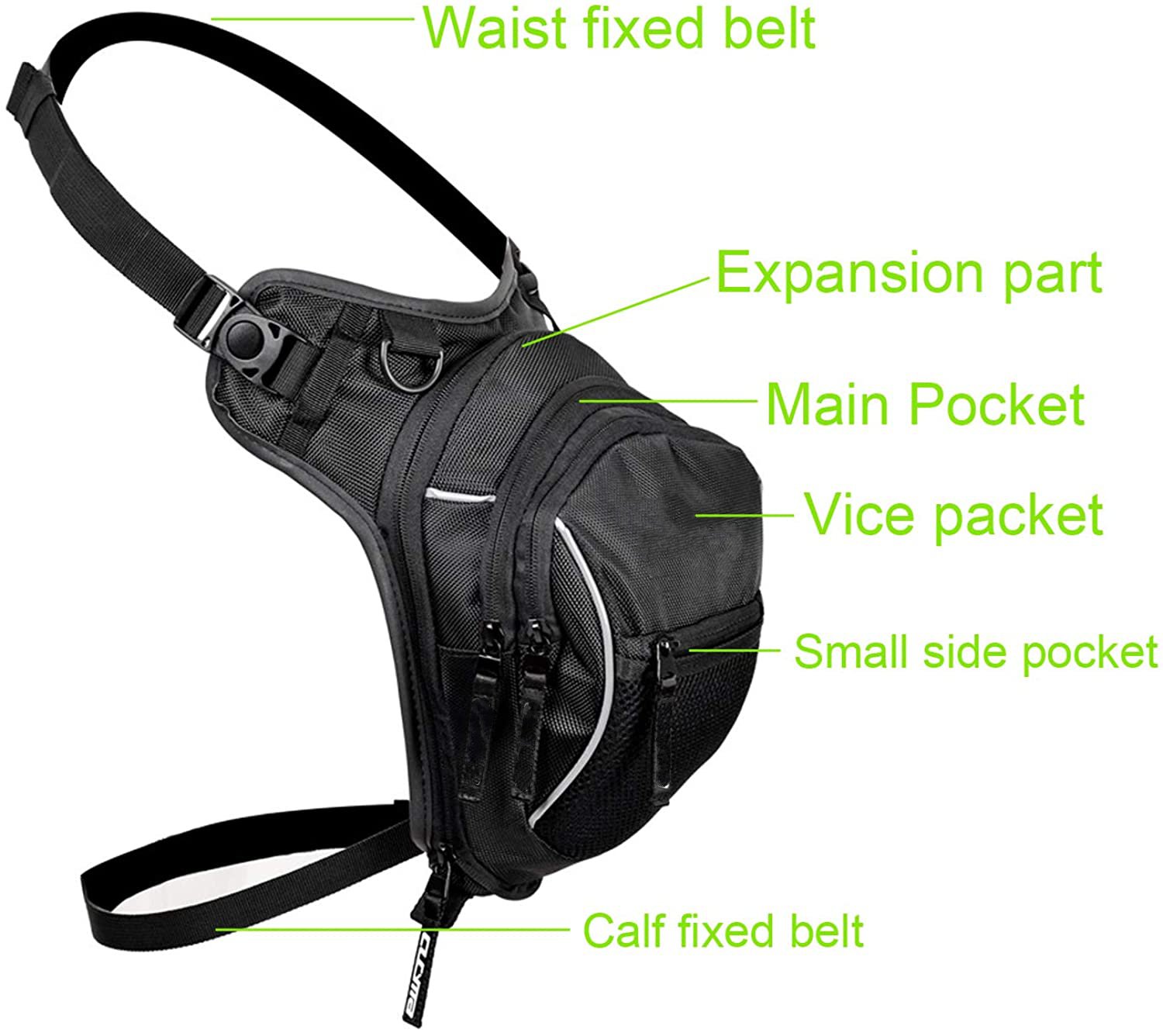 Tactical Thigh Holster Bag, Multi-Purpose Waterproof Leg Pack with Reflective Trim, Detachable Crossbody Strap EDC Waist Drop Leg Pouch for Motorcycle, Cycling, Hiking & Outdoor Sports