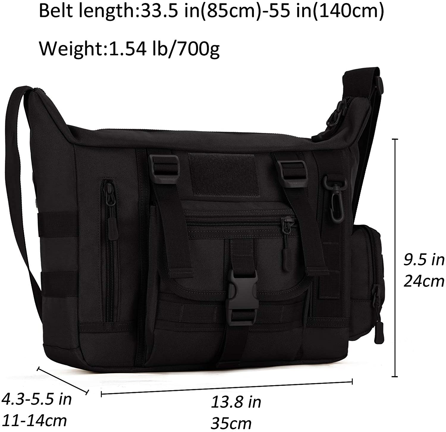Tactical Messenger Bag, Multi-Pocket MOLLE Crossbody Shoulder Satchel Pack, Water Resistant EDC Laptop Bag for Daily Commuting, Hiking, Camping & Outdoor Activities