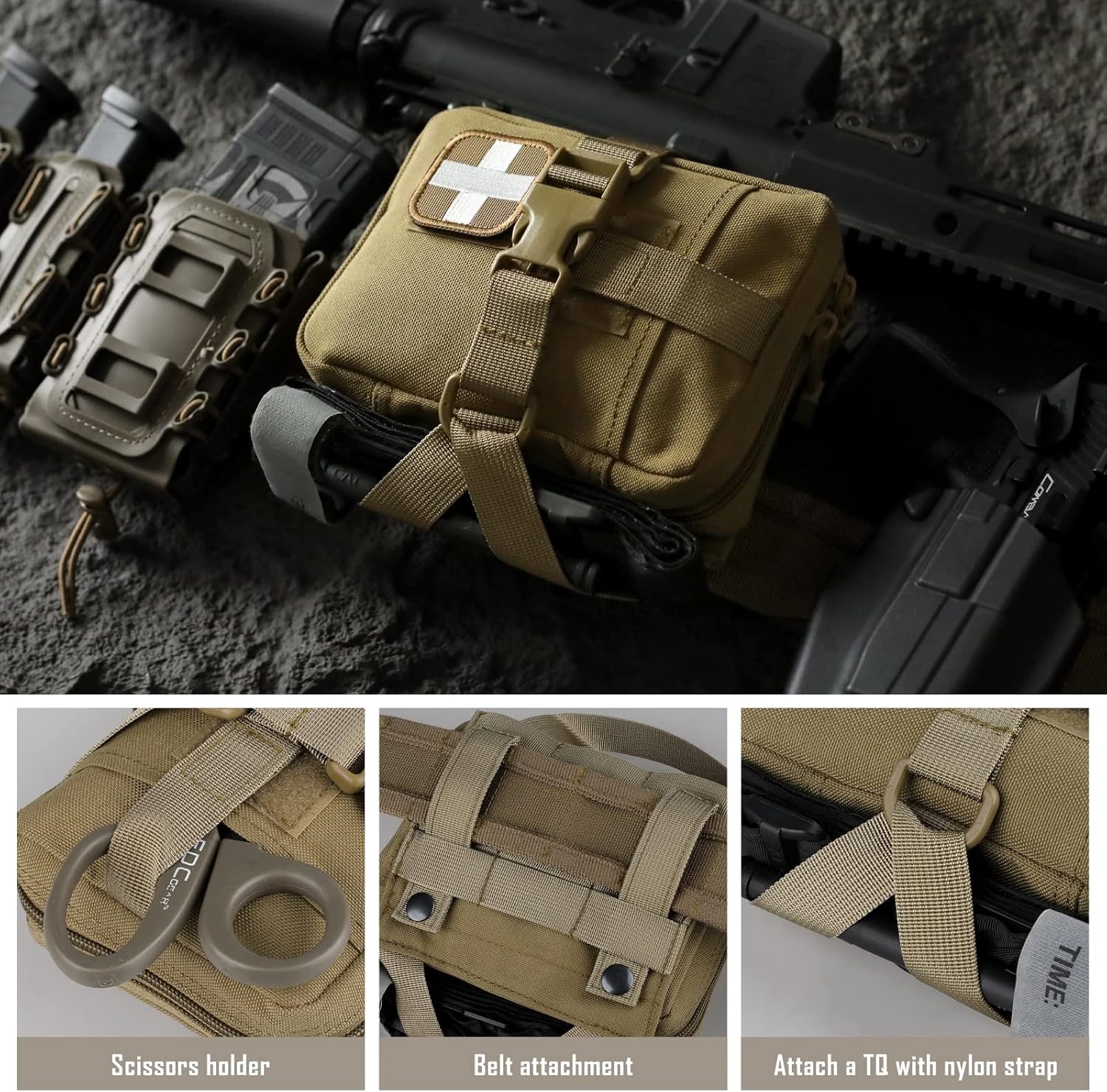 Compact Tactical MOLLE First Aid Pouch, Portable Empty Trauma Medical Bag for Outdoor Hunting Camping Survival