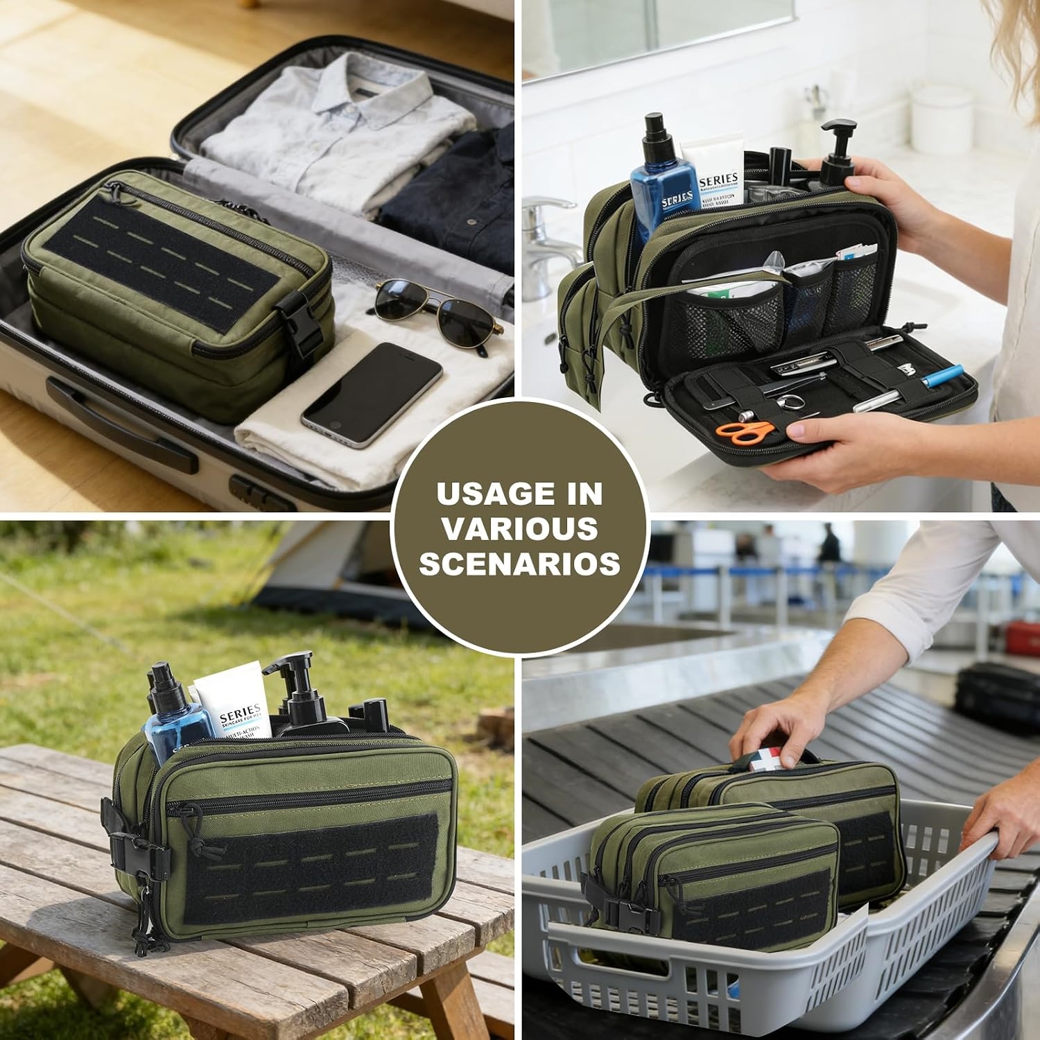 1000D Military Tactical Utility Bag, Laser Cut MOLLE Portable Multi-Compartment Organizer for Outdoor Medical Gear & Travel Essentials