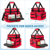 Large Capacity Portable Medical First Aid Bag, Multi Quick-Access Pocket EMT Trauma Organizer with Luggage Sleeve for Travel & Home Emergency