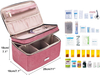 Two-Tier Large Capacity Medicine Carry Bag, Customizable Divider Pill Storage Organizer with Detachable Clear Pouches for Travel & Household