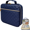 Compact Quilted Pill Bottle Travel Bag, Water Resistant Portable Medication Organizer with Multi Mesh Storage Pockets