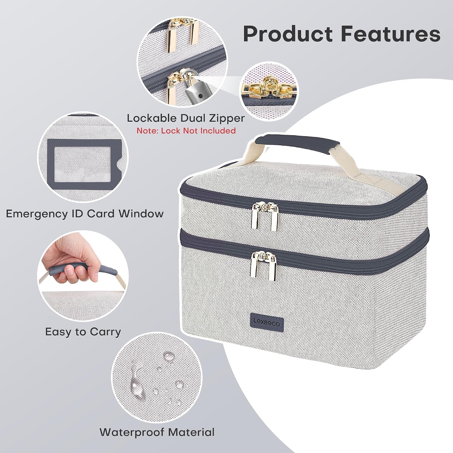 Compact 2-Layer Medicine Carry Bag, Water Resistant Pill Organizer with Multi-Size Elastic Loops for Travel & Household Prescription Storage
