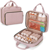 Waterproof Quilted Medicine Carry Bag, Large Portable Pill Storage Organizer with Lockable Zippers & ID Card Slot for Travel & Household Use