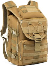 Coyote Brown MOLLE Tactical Backpack, Multi-Pocket Outdoor Rucksack with Detachable Top Pouch, Lightweight Pack for Hiking, Hunting, Camping & Shooting Range