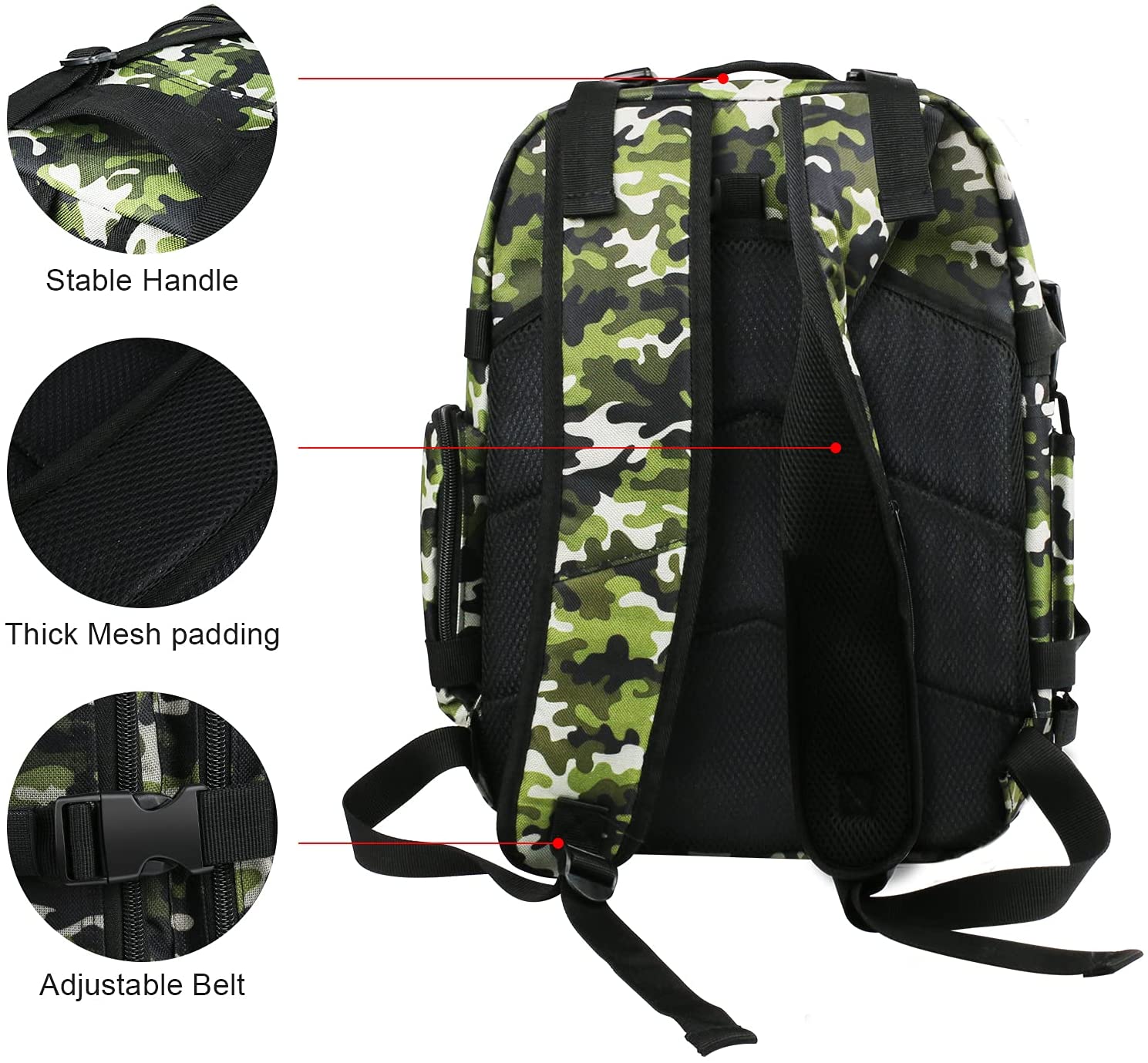 Woodland Camo Tactical Backpack, 20.7L Lightweight MOLLE Daypack, Outdoor Rucksack for Hiking, Camping, Shooting Range & Daily EDC