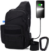Tactical Sling Bag with External USB Charging Port, MOLLE Crossbody Chest Backpack