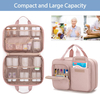 Spacious Waterproof Quilted Medicine Carry Bag, Multi External Pocket Pill Storage Organizer with Lockable Dual Zippers & Medical ID Window