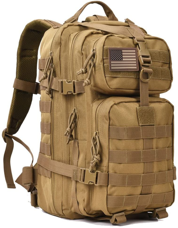 42L Coyote Brown Tactical Backpack, Anti-Slip Stable Strap Design Water Resistant Molle Assault Rucksack for Outdoor Hunting Camping Hiking